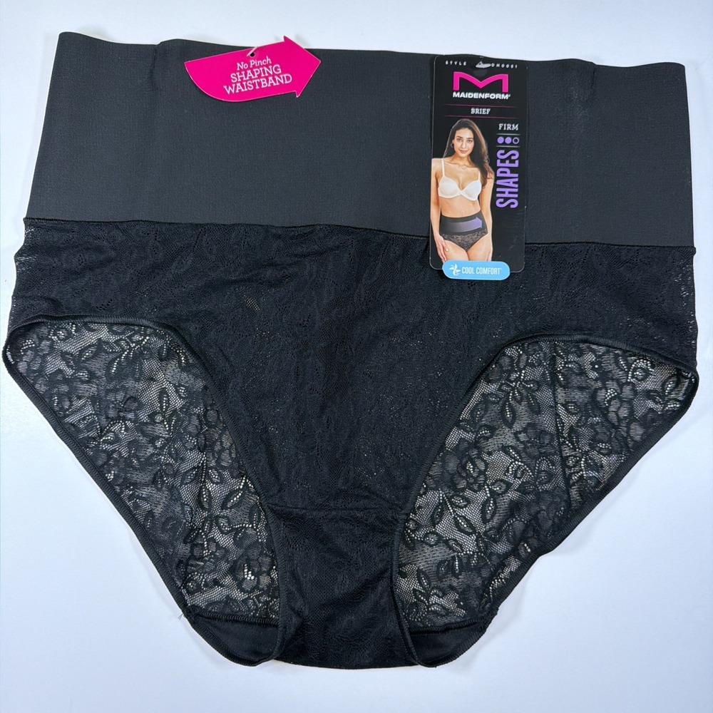 MAIDENFORM Cool Comfort Tame Your Tummy Lace Brief Control Panty 3XL Black NWT